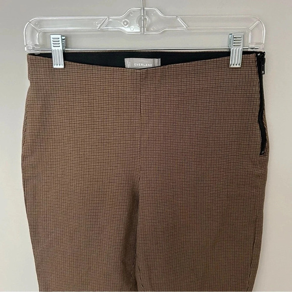 Everlane Brown Plaid The Side Zip Stretch Cotton Crop Work Career Pants Size 4 - Picture 3 of 7